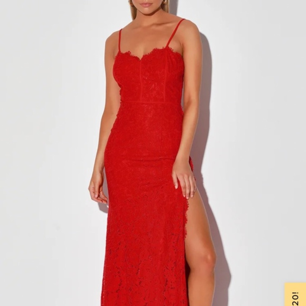 lulus song of the siren red lace maxi dress